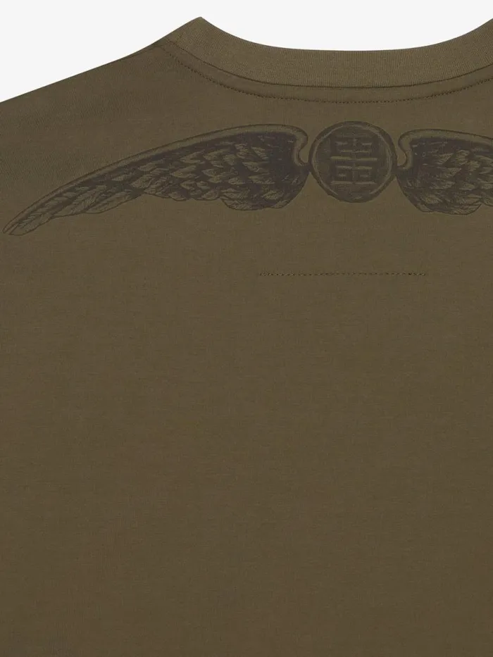 Men TShirts Givenchy Tshirt In Cotton GIVENCHY Wings Khaki