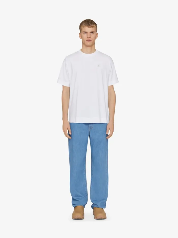 Men TShirts Givenchy Tshirt In Mercerized Cotton With 4G Detail White