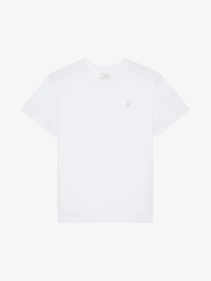 Men TShirts Givenchy Tshirt In Mercerized Cotton With 4G Detail White