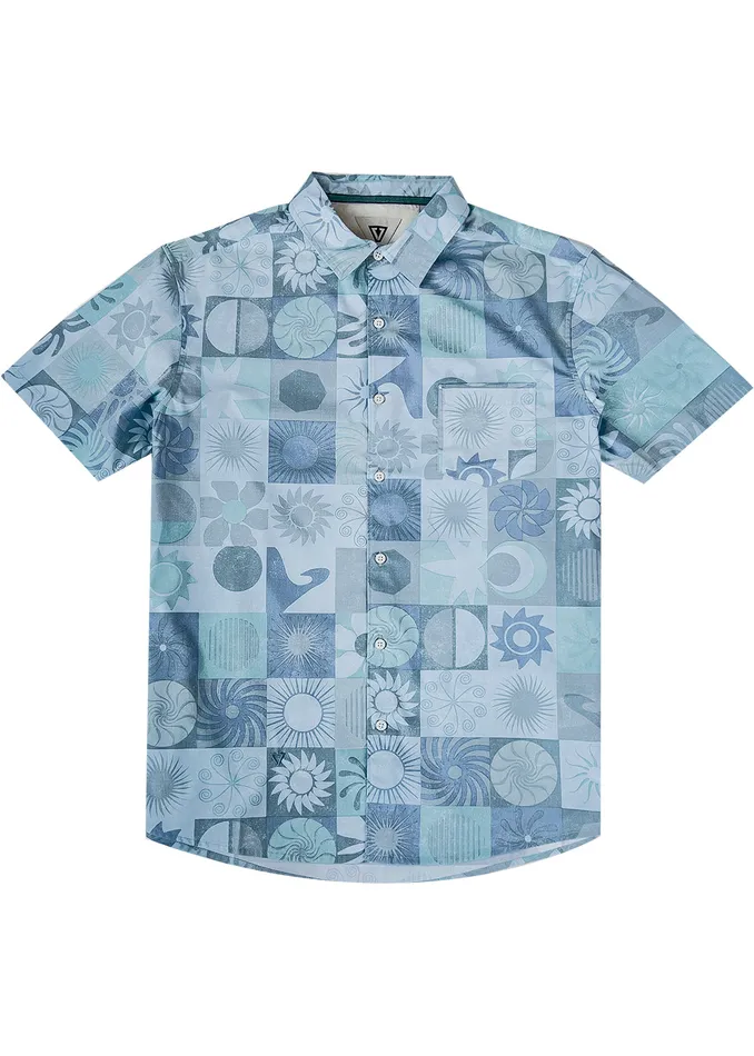 Men Vissla Sun Dialed Eco Ss Shirt Aqua Shirts and Flannels