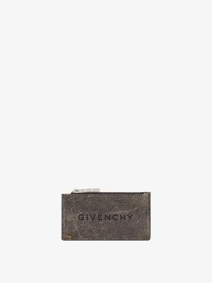 Men Wallets and Card Holders Givenchy Zipped Card Holder In Crackled Leather Blackgrey Men Wallets and Card Holders Givenchy Zipped Card Holder In Crackled Leather Blackgrey