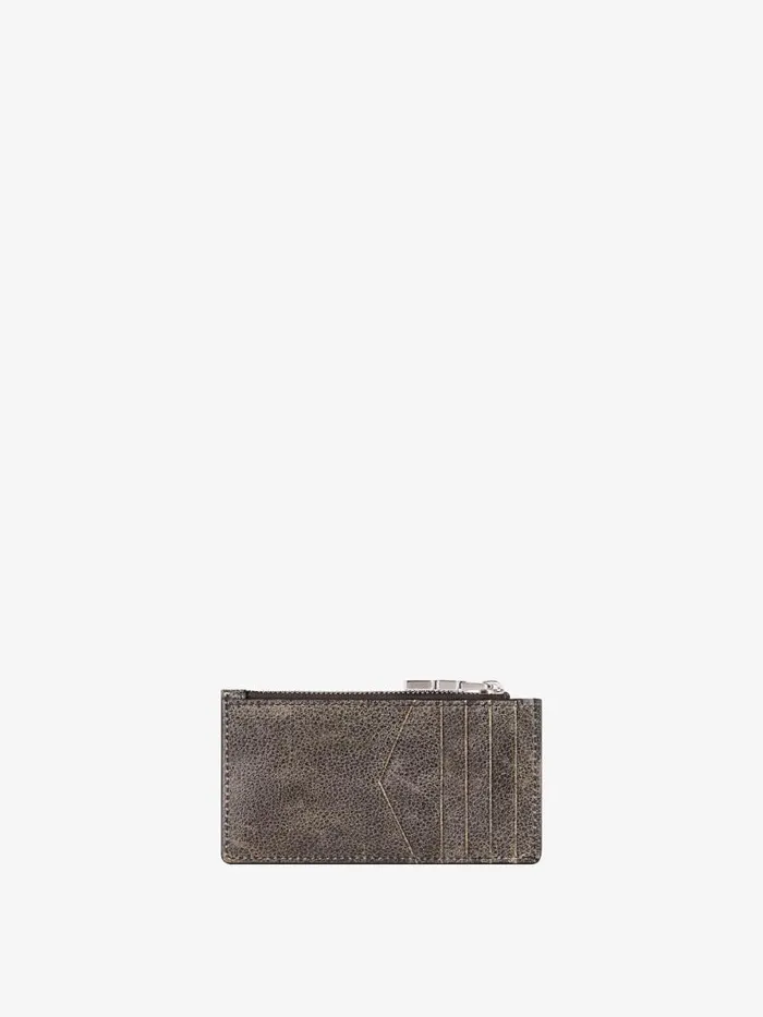 Men Wallets and Card Holders Givenchy Zipped Card Holder In Crackled Leather Blackgrey Men Wallets and Card Holders Givenchy Zipped Card Holder In Crackled Leather Blackgrey