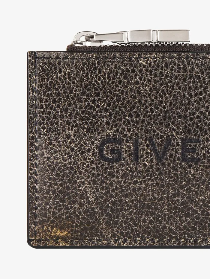 Men Wallets and Card Holders Givenchy Zipped Card Holder In Crackled Leather Blackgrey Men Wallets and Card Holders Givenchy Zipped Card Holder In Crackled Leather Blackgrey