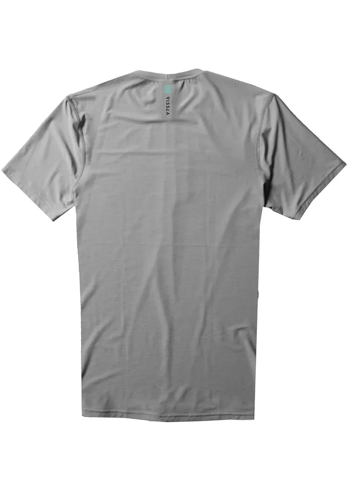 Men Wetsuit Tops and Lycra Vissla Twisted Eco Short Sleeve Lycra Rash Guard Grey Heather