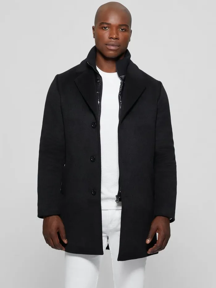 Men WoolBlend Coat Black Jackets and Coats GUESS Men WoolBlend Coat Black Jackets and Coats GUESS