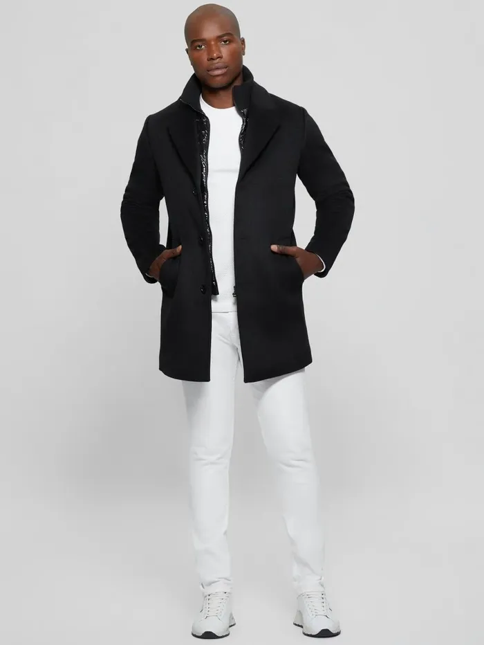 Men WoolBlend Coat Black Jackets and Coats GUESS Men WoolBlend Coat Black Jackets and Coats GUESS