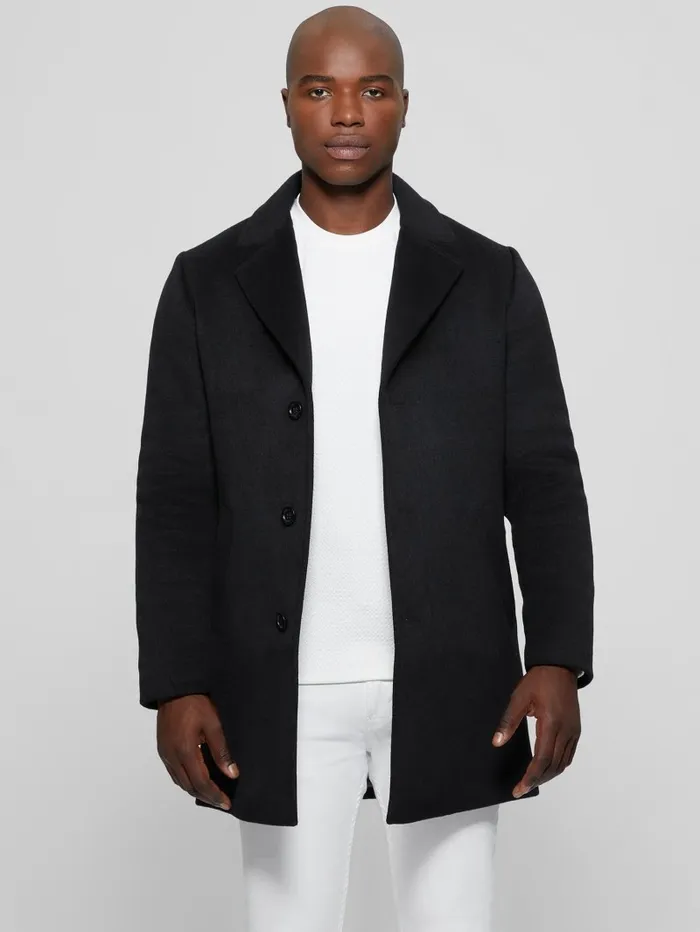 Men WoolBlend Coat Black Jackets and Coats GUESS Men WoolBlend Coat Black Jackets and Coats GUESS