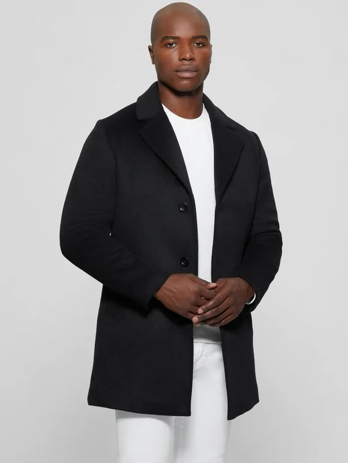 Men WoolBlend Coat Black Jackets and Coats GUESS Men WoolBlend Coat Black Jackets and Coats GUESS