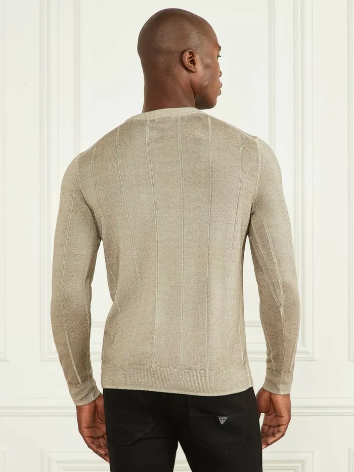 Merino Wool Crewneck Sweater Mossy Green Hoodies and Sweaters GUESS Men