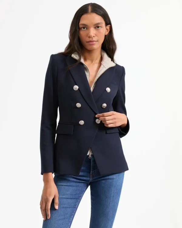 Miller Dickey Jacket Navyandsilver Women Veronica Beard Jackets and Outerwear