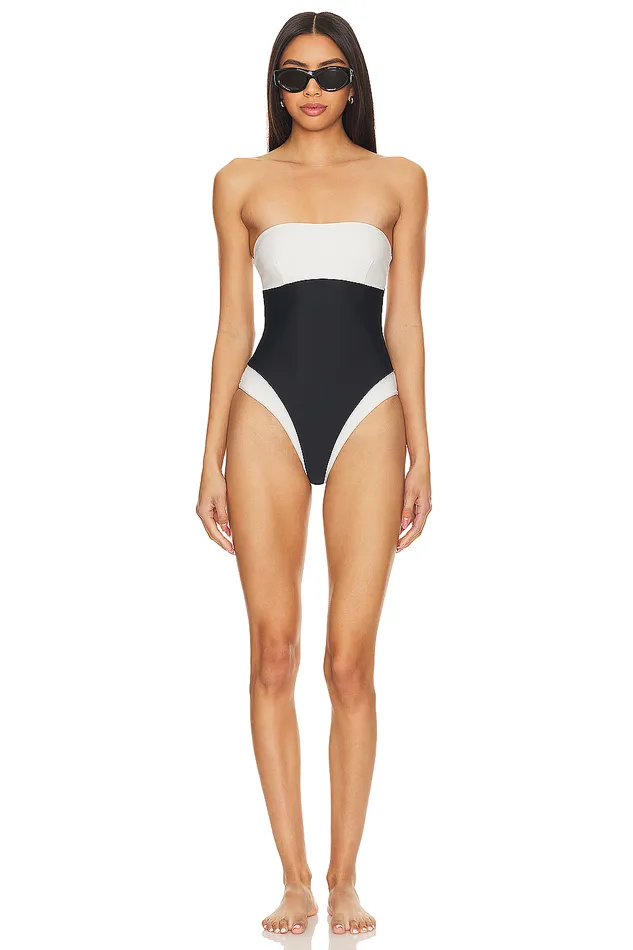 Moani Strapless One Piece Black and White Women Lovers and Friends Swimsuits and CoverUps