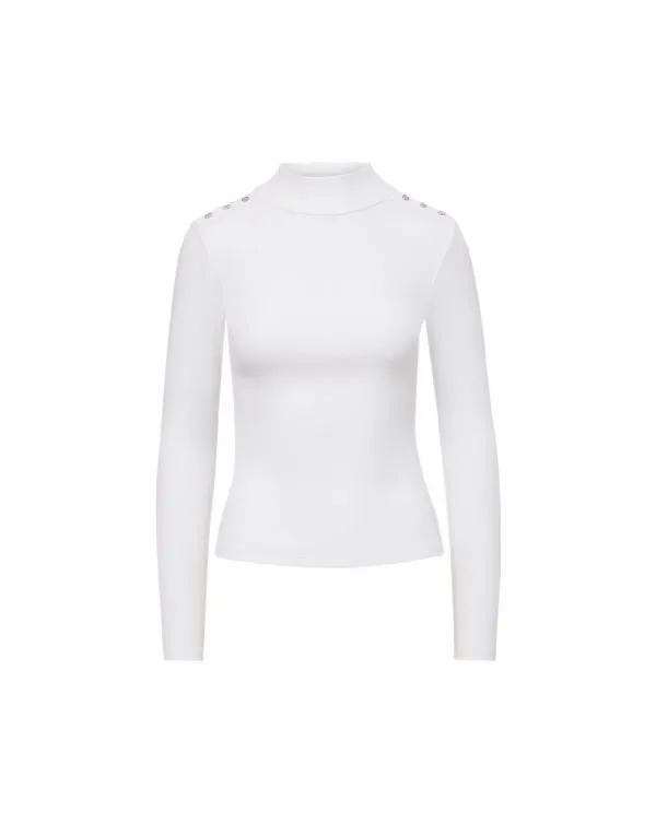 Nate Mockneck Top With Buttons White Women Veronica Beard Tops Nate Mockneck Top With Buttons White Women Veronica Beard Tops