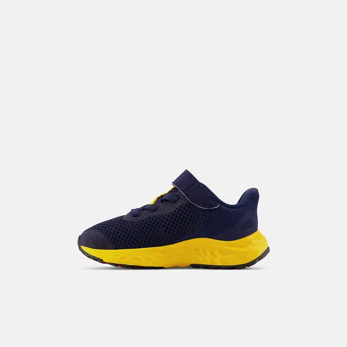 New Balance Fresh Foam Arishi v4 Bungee Lace with Top Strap Team Navy with Electric Red and Egg Yolk Kids Size 0 8211 10