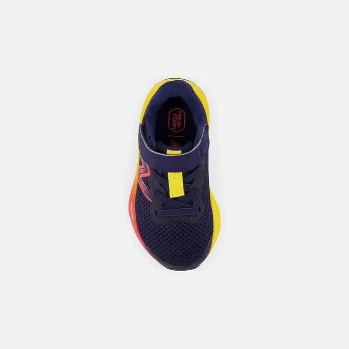 New Balance Fresh Foam Arishi v4 Bungee Lace with Top Strap Team Navy with Electric Red and Egg Yolk Kids Size 0 8211 10