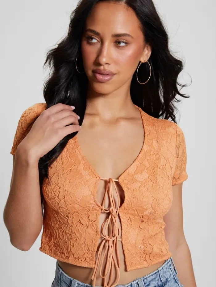 Nia LaceUp Top Sweet Peach Tops GUESS Women