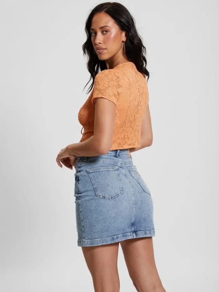 Nia LaceUp Top Sweet Peach Tops GUESS Women