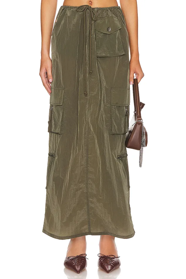 Noah Maxi Skirt Olive Green Women Lovers and Friends Skirts