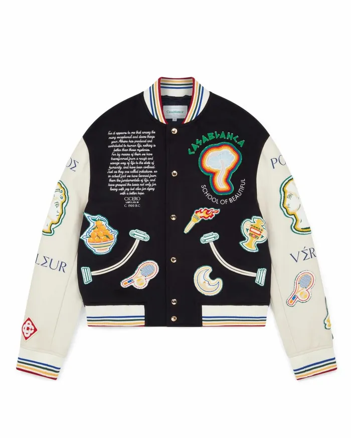 Outerwear Men Casablanca Paris Chenille Patchwork Bomber Jacket