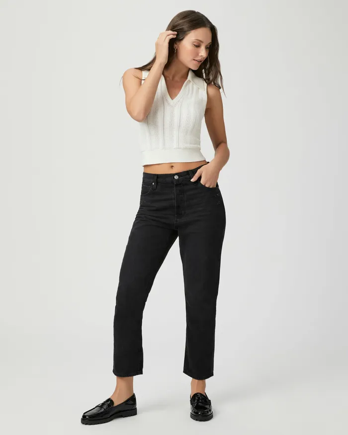 PAIGE Denim Women Billy Crop Straight Jean 8211 Dark Dawn Distressed
