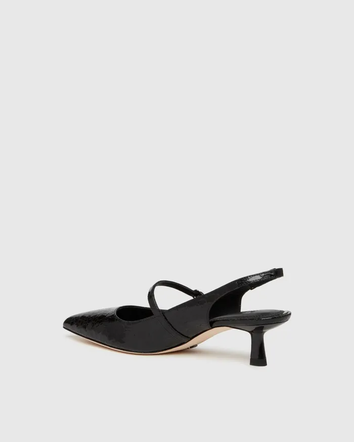 PAIGE Heels and Wedges Women Maggie Pump 8211 Black Croc Leather PAIGE Heels and Wedges Women Maggie Pump 8211 Black Croc Leather