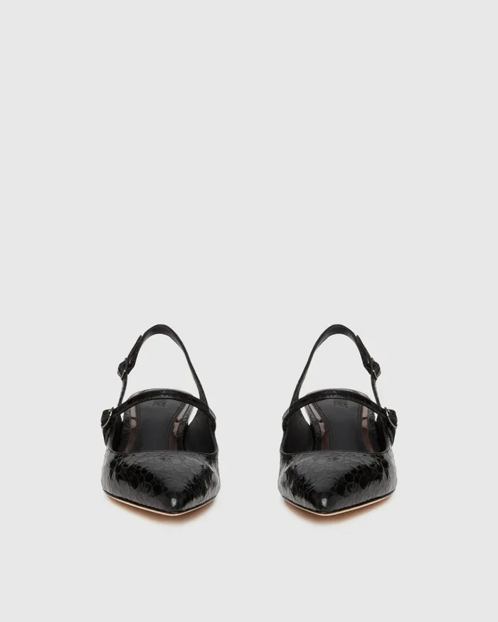 PAIGE Heels and Wedges Women Maggie Pump 8211 Black Croc Leather PAIGE Heels and Wedges Women Maggie Pump 8211 Black Croc Leather