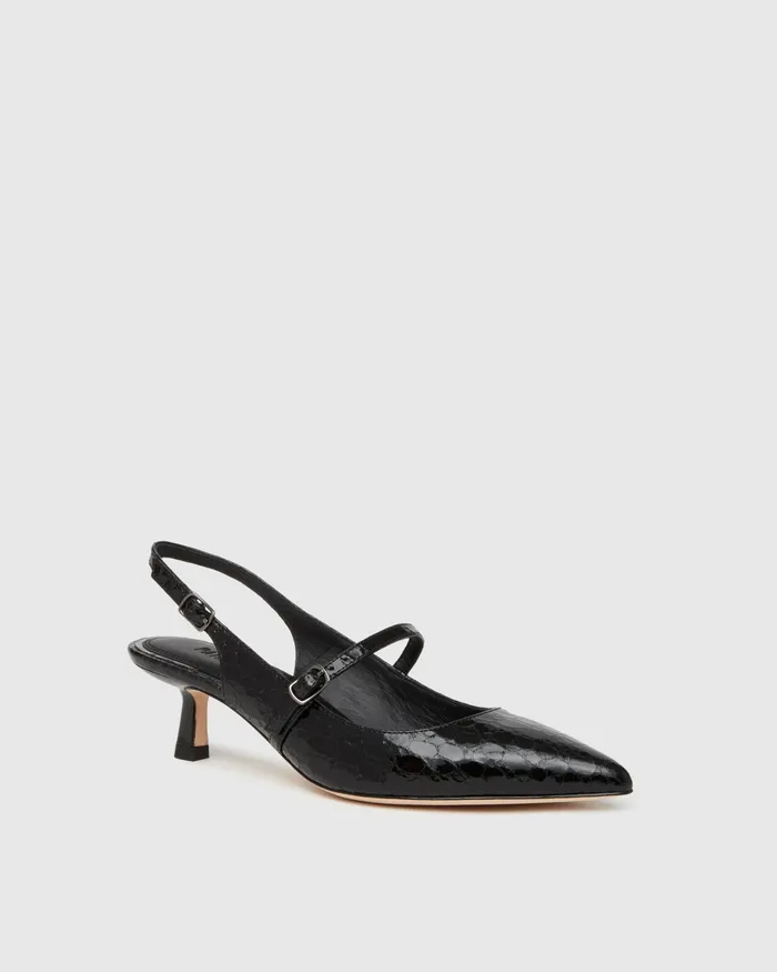 PAIGE Heels and Wedges Women Maggie Pump 8211 Black Croc Leather PAIGE Heels and Wedges Women Maggie Pump 8211 Black Croc Leather