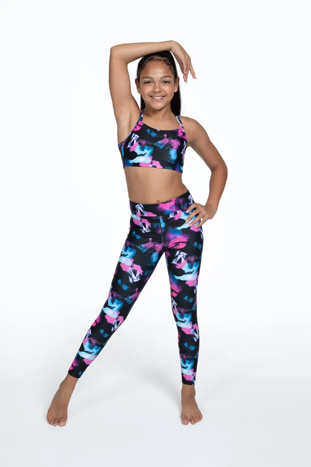Pants and Leggings Children Bloch X Flo Active Full Length Legging Black Splash Bloch Pants and Leggings Children Bloch X Flo Active Full Length Legging Black Splash Bloch