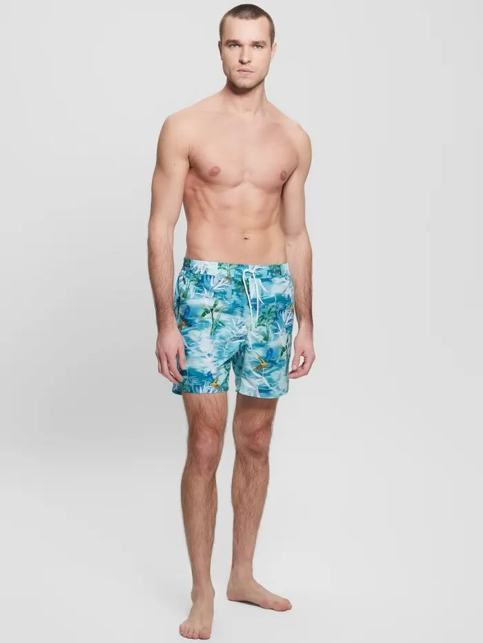 Pants and Shorts GUESS Men Medium Hawaii Swim Trunks Foliage Island Blue Pants and Shorts GUESS Men Medium Hawaii Swim Trunks Foliage Island Blue