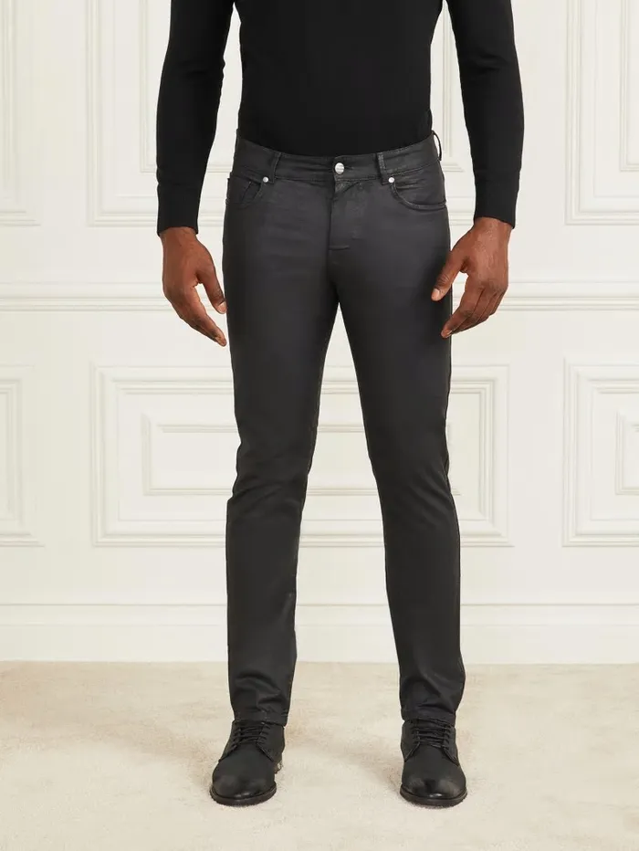 Pants and Shorts Orlando Jeans Black Leather Effect GUESS Men