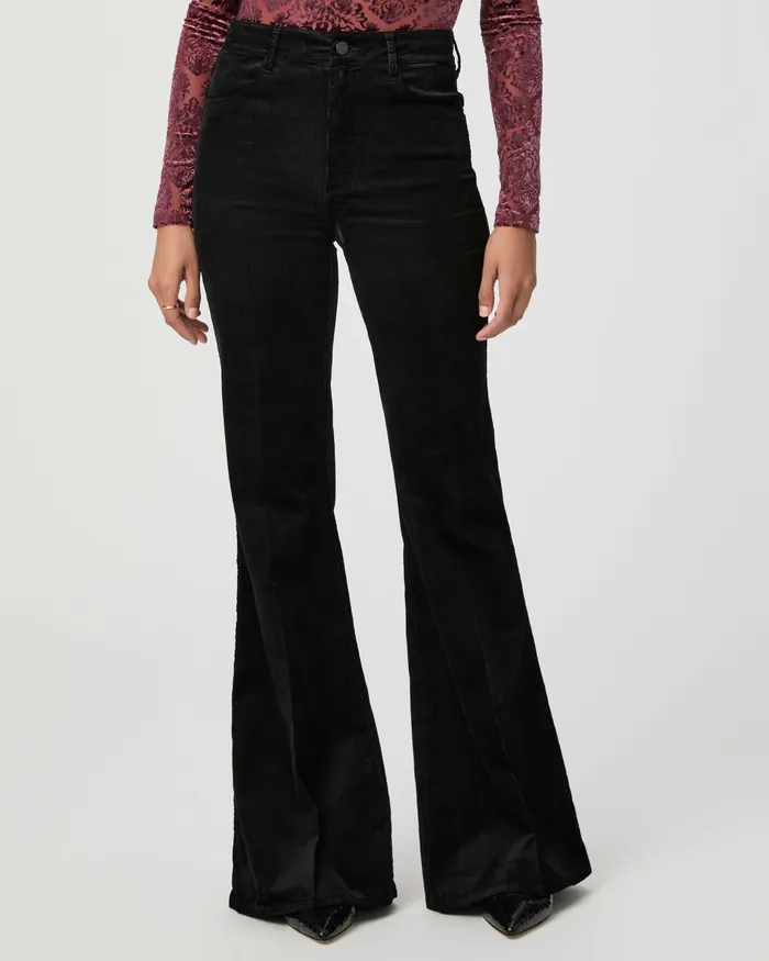 Pants Women PAIGE Charlie Flare Pant 8211 Black Corduroy