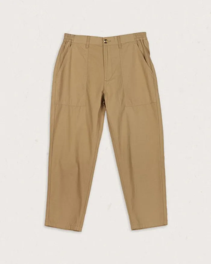 Passenger Bottoms Timeless Organic Cotton Crop Trouser Biscuit Biscuit 8211 Men