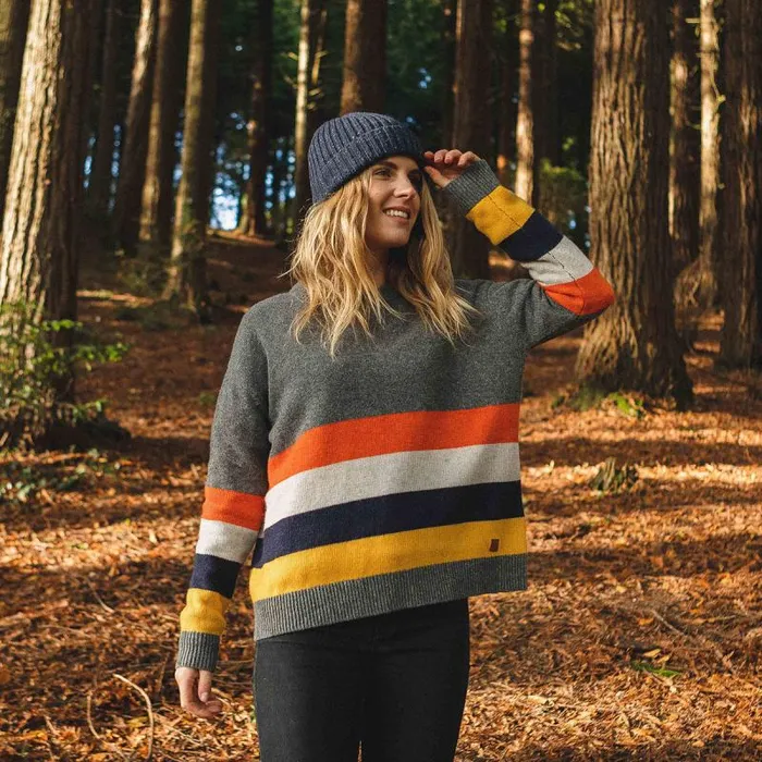 Passenger Tops Bay Knitted Jumper Charcoal Stripe Charcoal Stripe 8211 Women