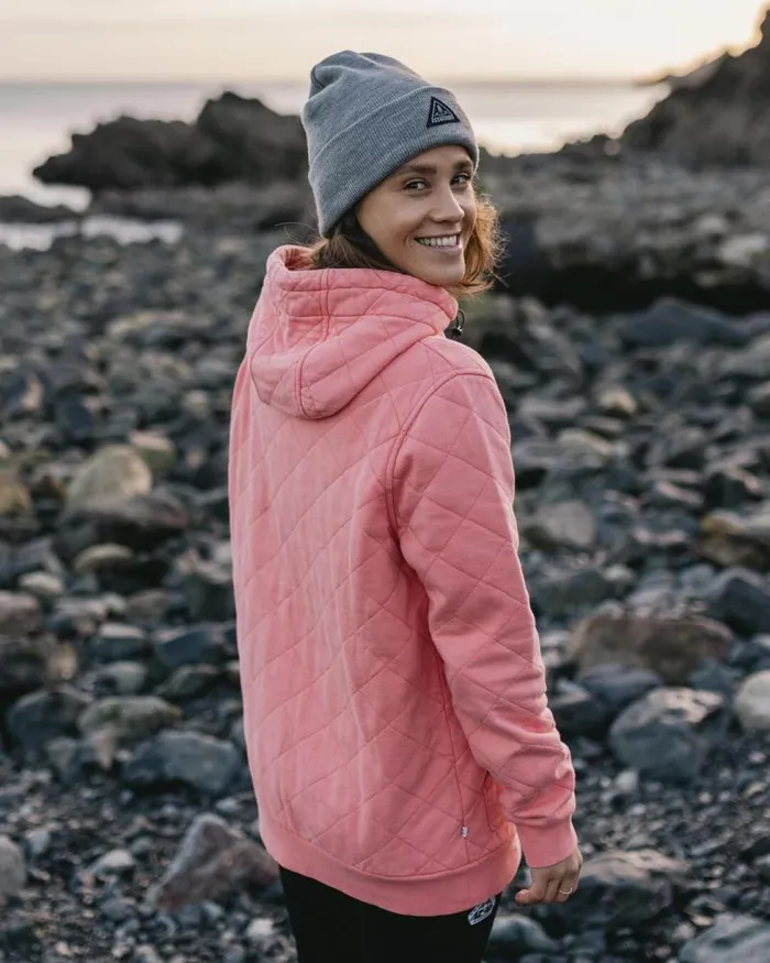Passenger Tops Clementine Recycled Quilted Popper Up Hoodie Shell Pink Shell Pink 8211 Women