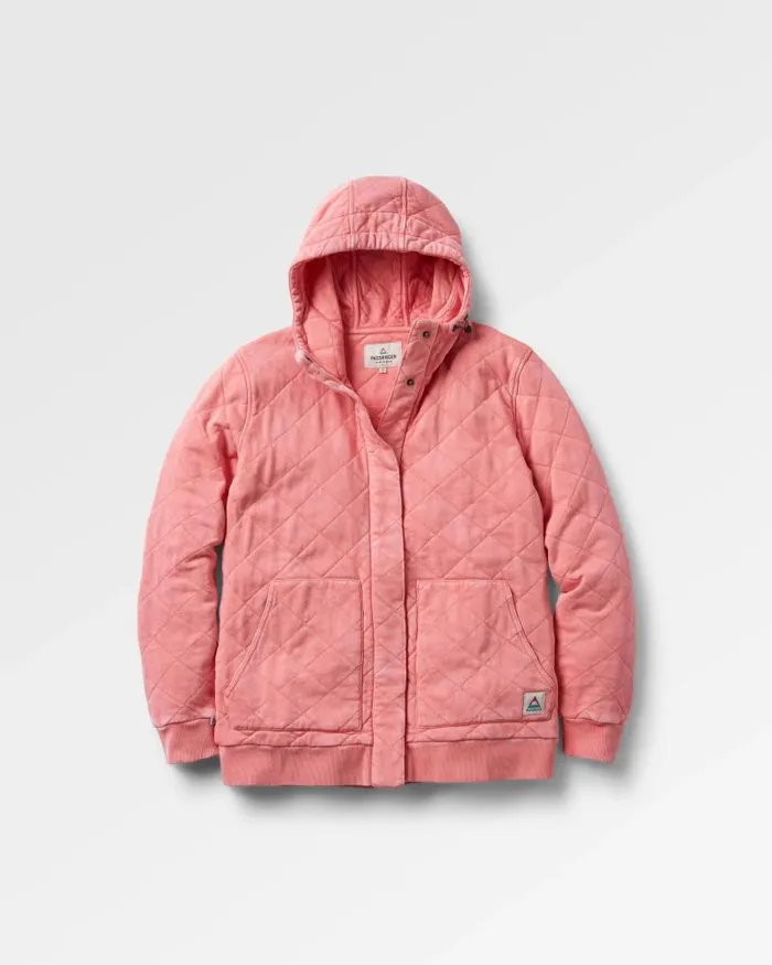 Passenger Tops Clementine Recycled Quilted Popper Up Hoodie Shell Pink Shell Pink 8211 Women