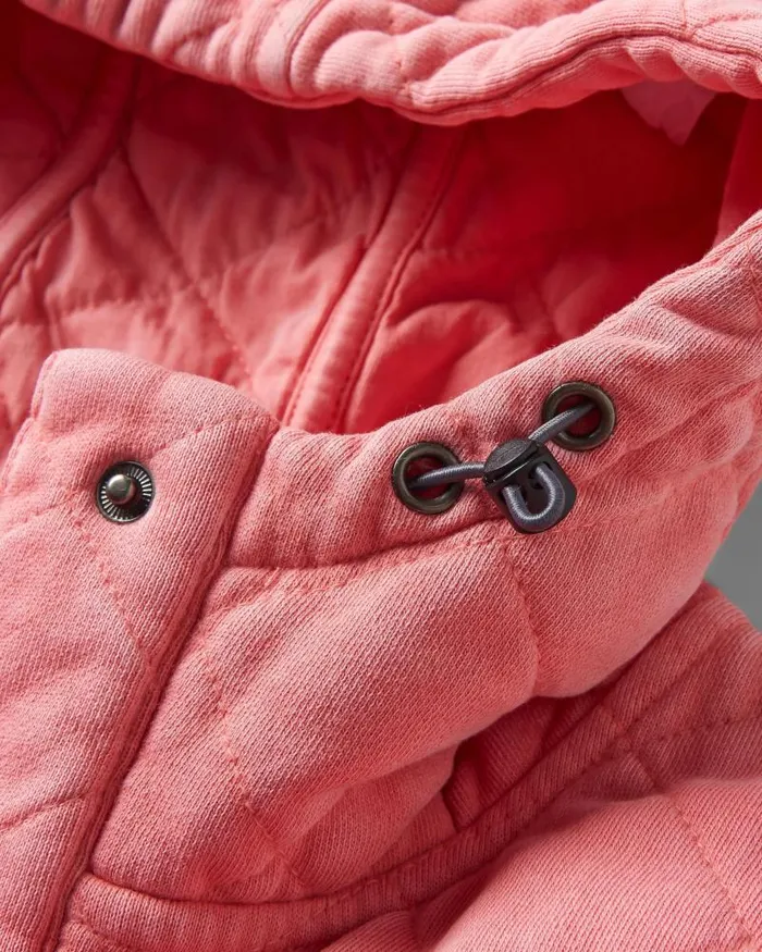 Passenger Tops Clementine Recycled Quilted Popper Up Hoodie Shell Pink Shell Pink 8211 Women