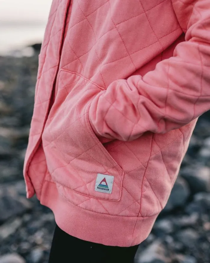 Passenger Tops Clementine Recycled Quilted Popper Up Hoodie Shell Pink Shell Pink 8211 Women