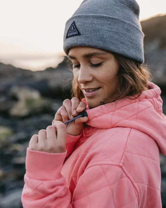 Passenger Tops Clementine Recycled Quilted Popper Up Hoodie Shell Pink Shell Pink 8211 Women