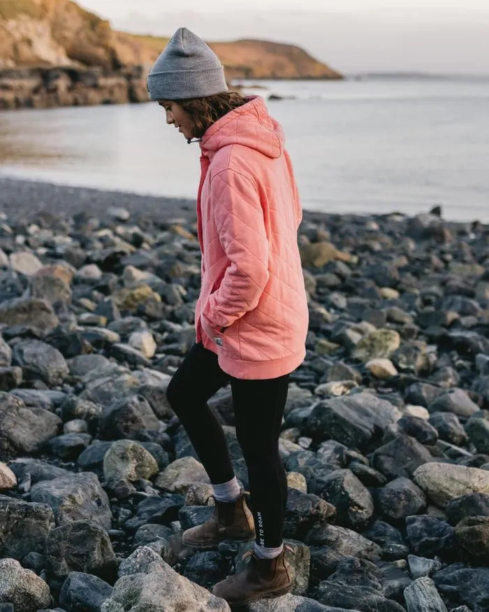 Passenger Tops Clementine Recycled Quilted Popper Up Hoodie Shell Pink Shell Pink 8211 Women