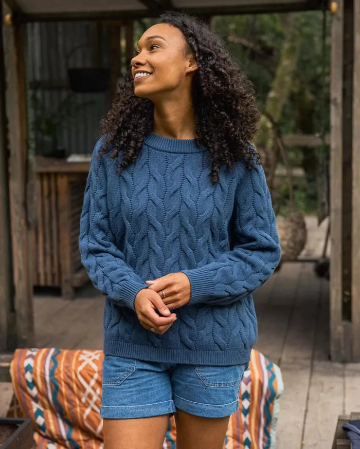 Passenger Tops Comfort Stripe Organic Knitted Jumper Dark Denim Dark Denim 8211 Women