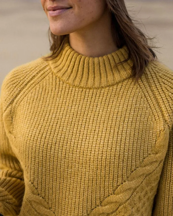 Passenger Tops Cozy Cable Recycled Knitted Jumper Mustard Gold Mustard Gold 8211 Women