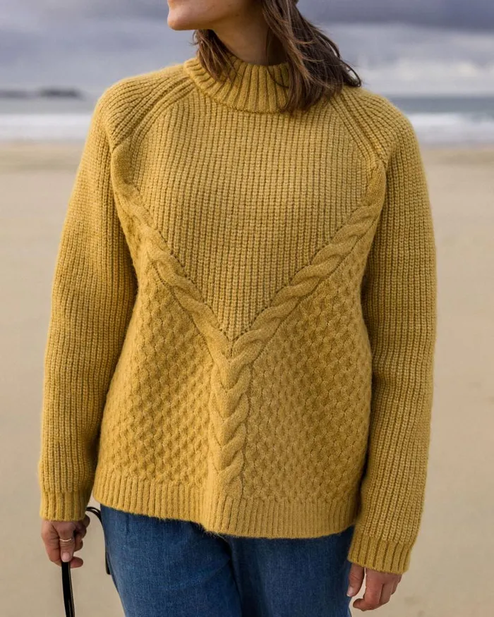 Passenger Tops Cozy Cable Recycled Knitted Jumper Mustard Gold Mustard Gold 8211 Women