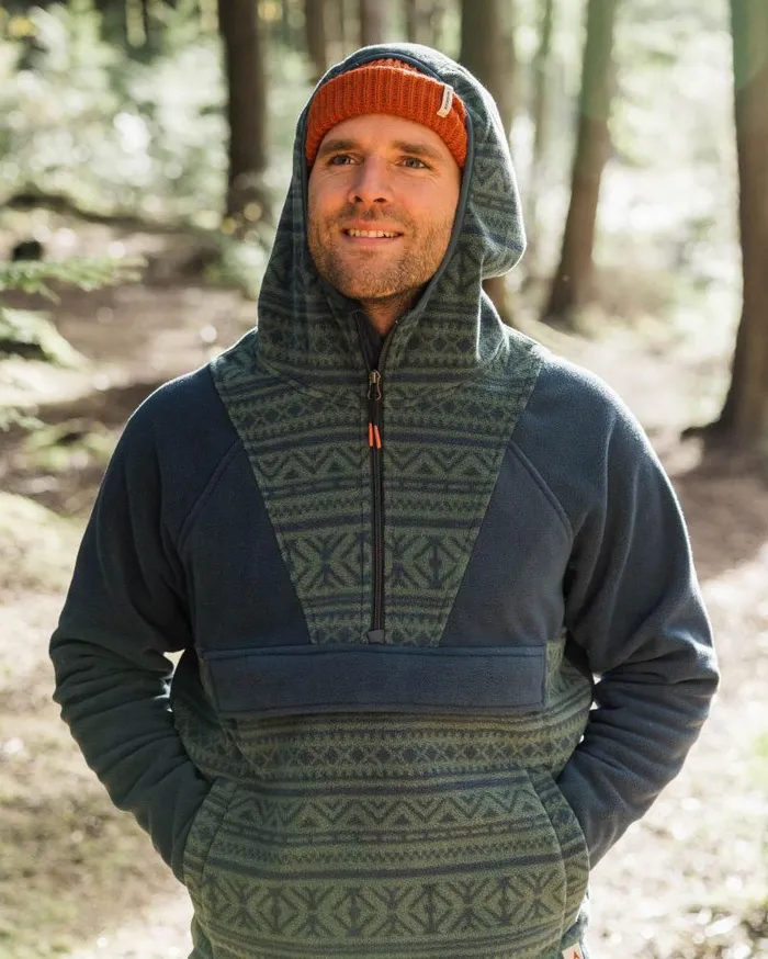 Passenger Tops Edge Hooded 12 Zip Polar Fleece Nordic Geo Deep Ocean Nordic Geo Deep Ocean 8211 Men