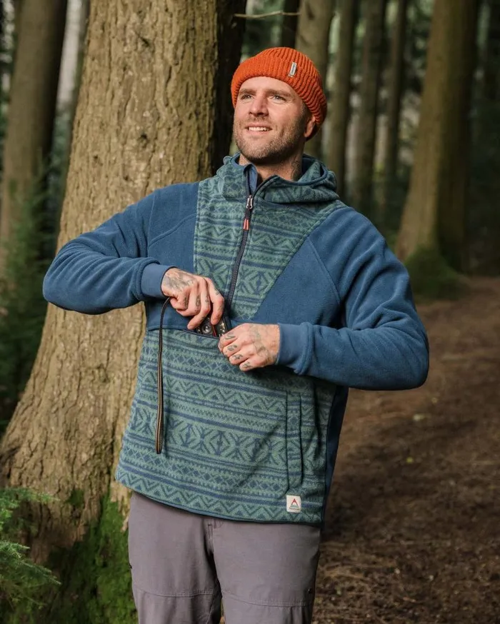 Passenger Tops Edge Hooded 12 Zip Polar Fleece Nordic Geo Deep Ocean Nordic Geo Deep Ocean 8211 Men