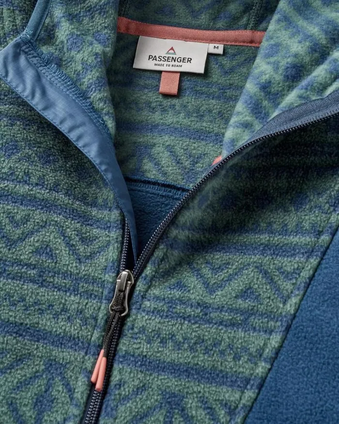 Passenger Tops Edge Hooded 12 Zip Polar Fleece Nordic Geo Deep Ocean Nordic Geo Deep Ocean 8211 Men