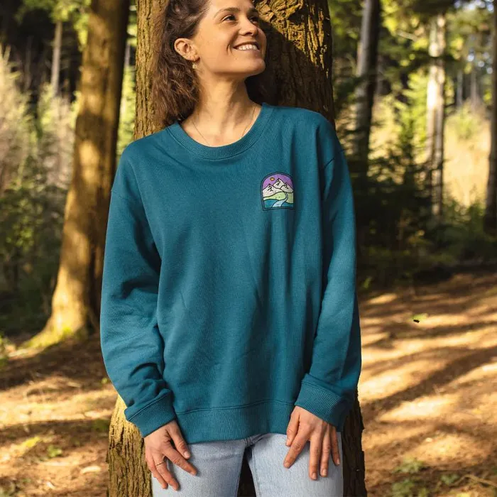 Passenger Tops Friday Collective Recycled Cotton Oversized Sweatshirt Blue Coral Blue Coral 8211 Women