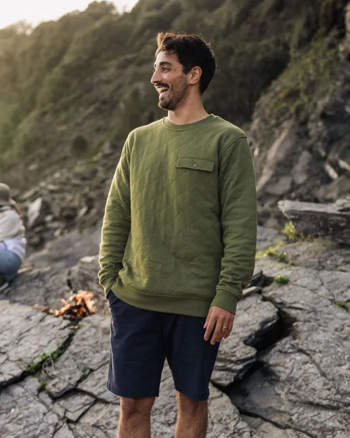 Passenger Tops Fungi Quilted Sweatshirt Khaki Khaki 8211 Men