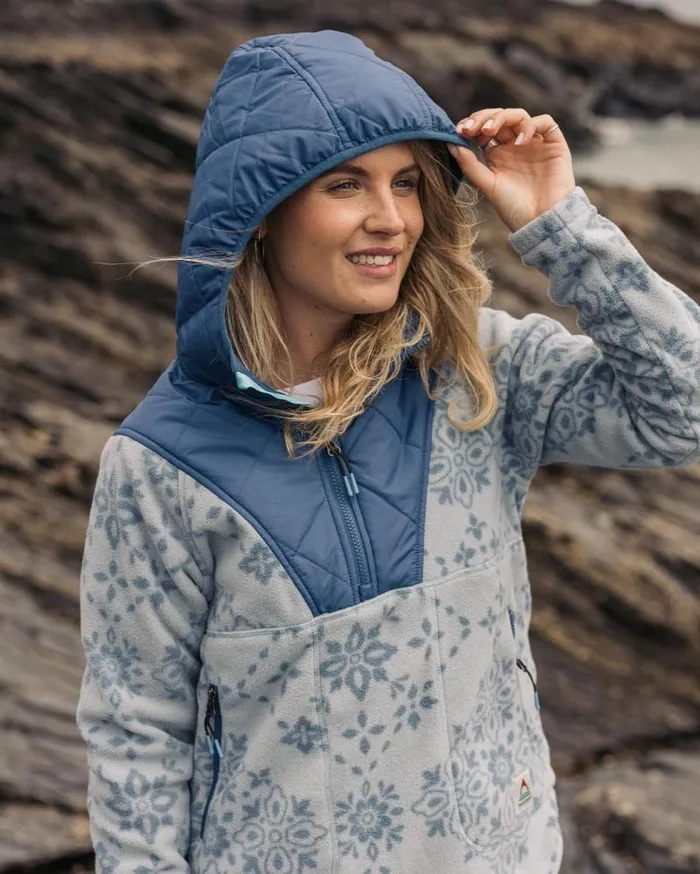 Passenger Tops Juana Recycled Polar Hooded Fleece Large Tile Washed Blue Large Tile Washed Blue 8211 Women