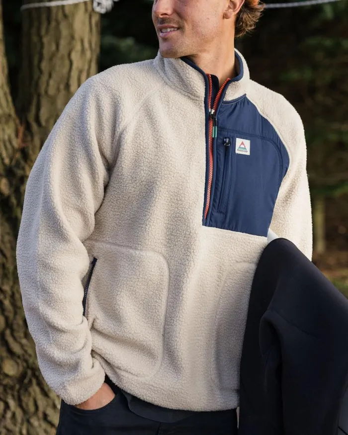 Passenger Tops Offgrid 20 12 Zip Recycled Sherpa Fleece OatmealNavy Oatmealnavy 8211 Men
