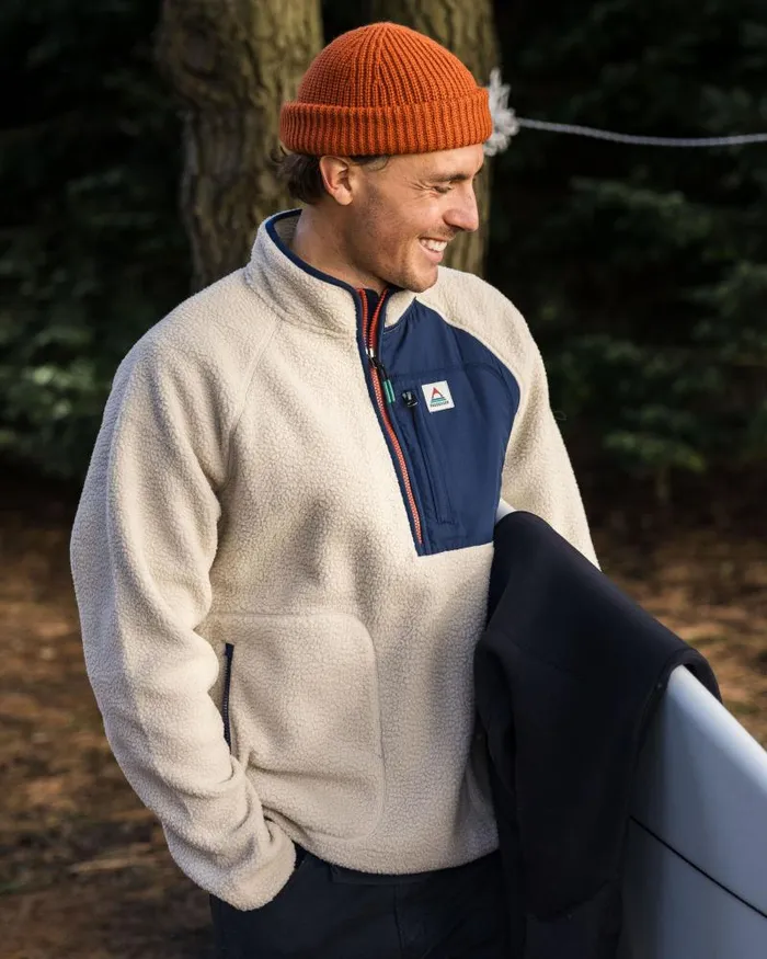 Passenger Tops Offgrid 20 12 Zip Recycled Sherpa Fleece OatmealNavy Oatmealnavy 8211 Men