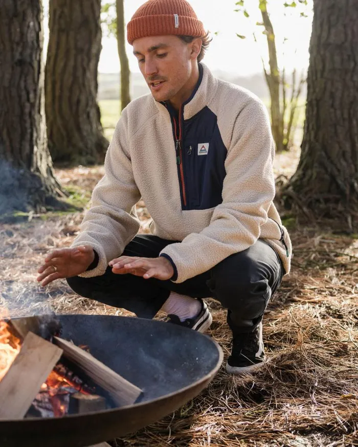 Passenger Tops Offgrid 20 12 Zip Recycled Sherpa Fleece OatmealNavy Oatmealnavy 8211 Men